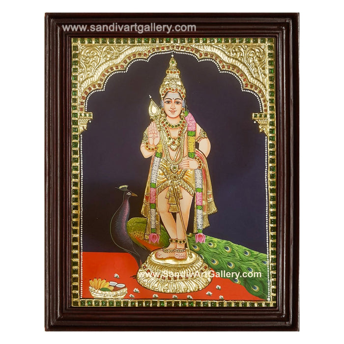 Murugan Peacock Tanjore Painting