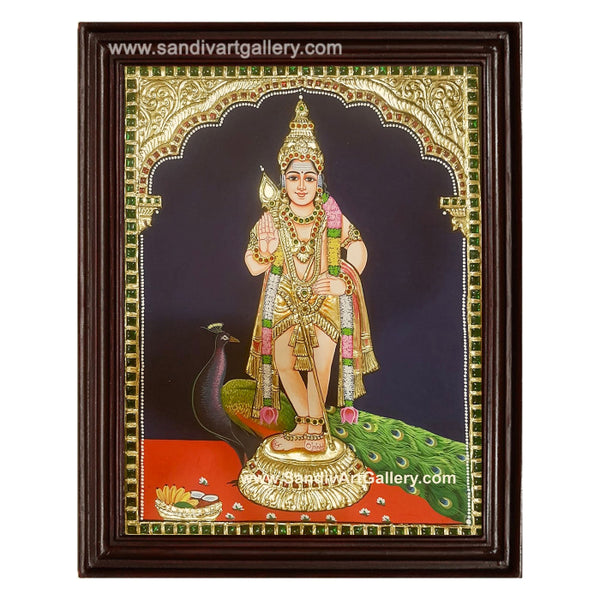 Murugan Peacock Tanjore Painting