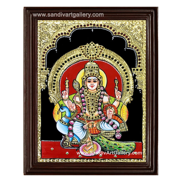 Karthikeyan with Peacock Tanjore Painting