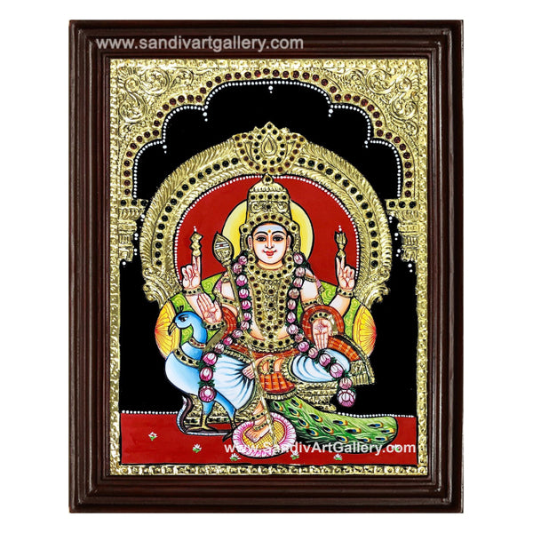 Karthikeyan with Peacock Tanjore Painting