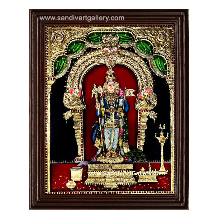 Palani Raja Alangara Murugan 3D Embossed Tanjore Painting