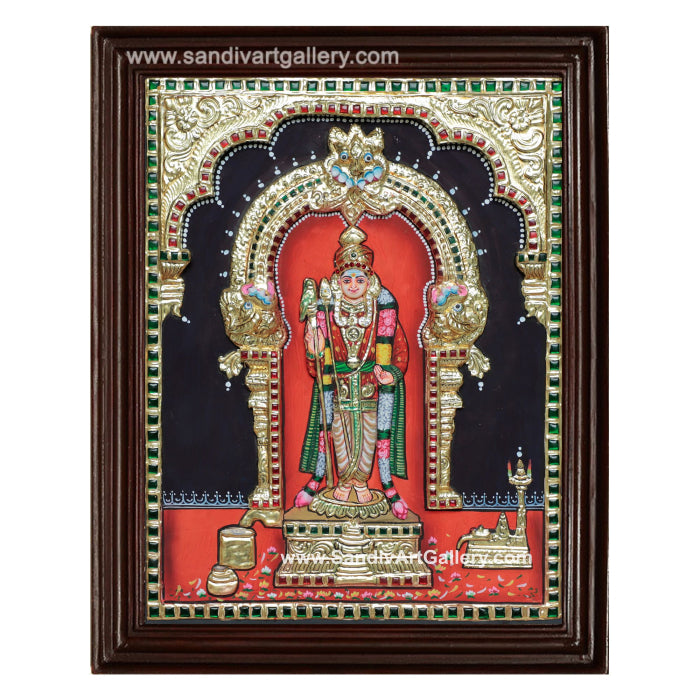 Murugan in Raja Alangaram 3D Embossed Tanjore Painting
