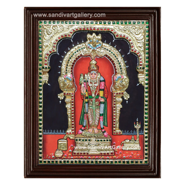 Murugan in Raja Alangaram 3D Embossed Tanjore Painting