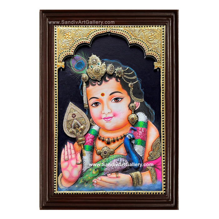 Bala Murugan 3D Embossed Tanjore Painting