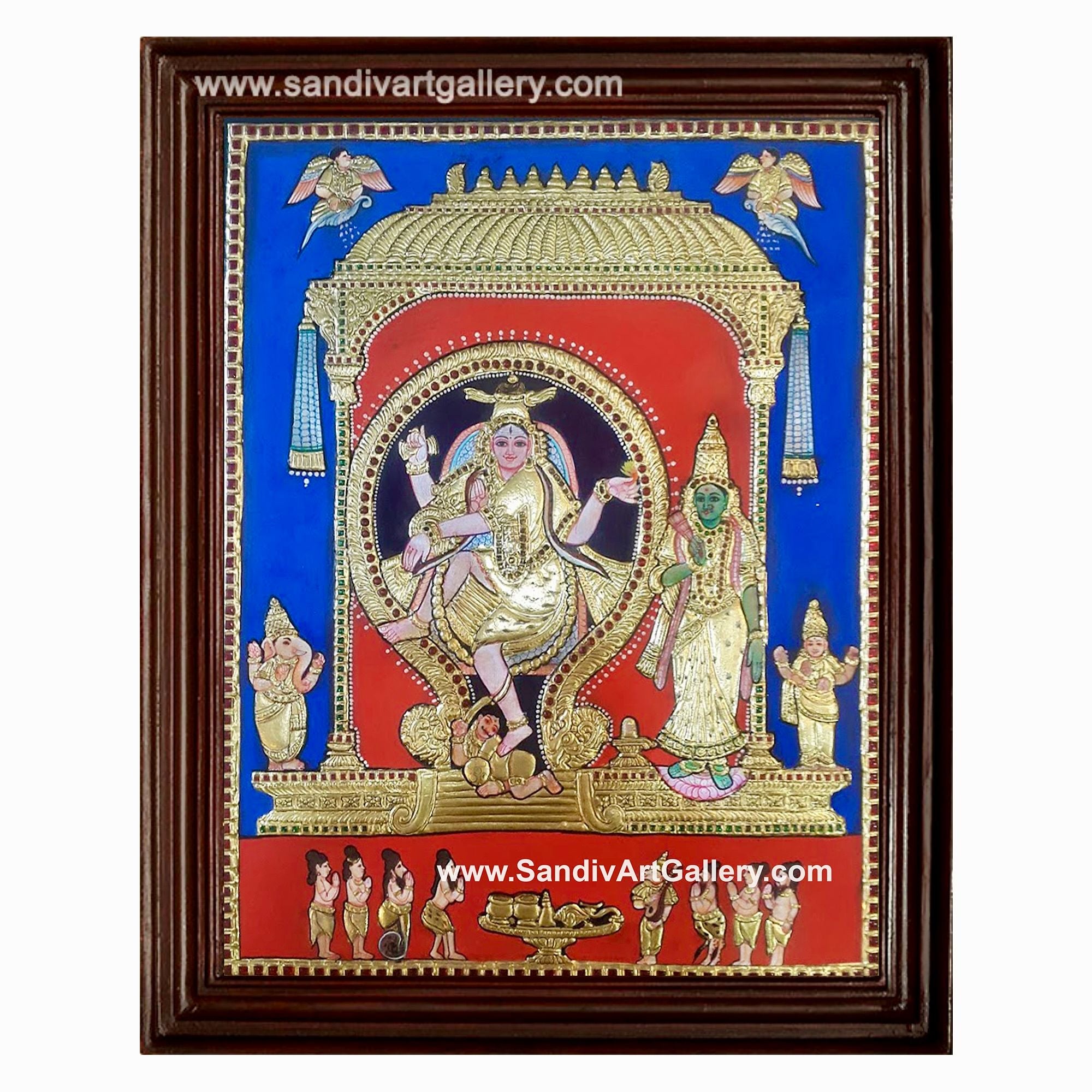 Natarajar with Sivagama Sundari Tanjore Painting