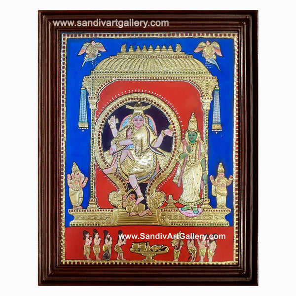 Natarajar with Sivagama Sundari Tanjore Painting