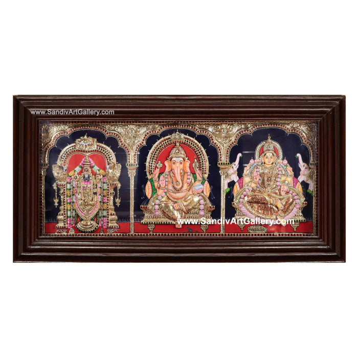 絵画 GOD Shop Online 3 Gods Pooja Room Panel 3D Embossed Tanjore Painting
