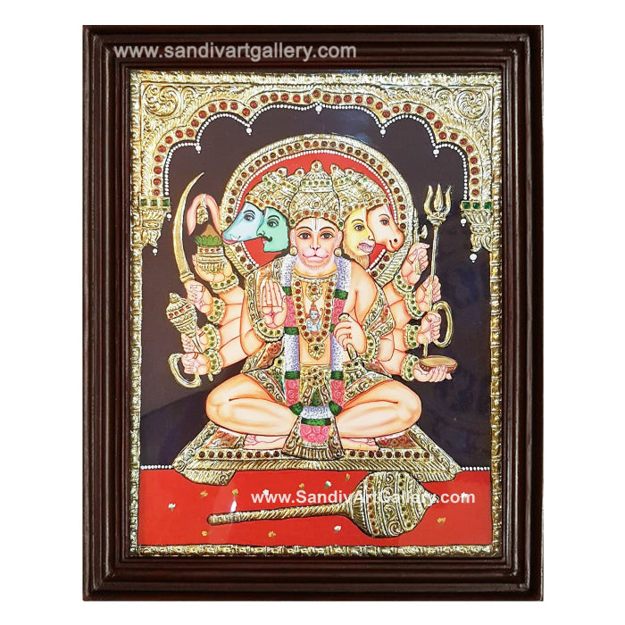 Panchamuga Hanuman Tanjore Painting