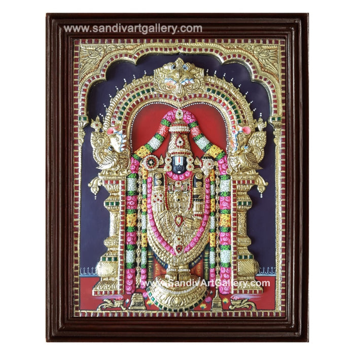 Vinayagar Lakshmi with Elephants Balaji Saraswathi and Subramanya Swamy- Pooja Room 3D Super Embossed Tanjore Paintings