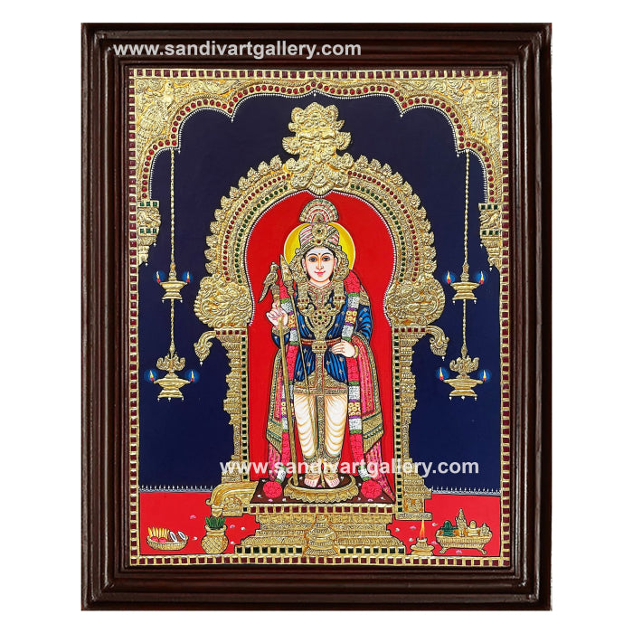 Palani Raja Alankara Murugan Tanjore Painting