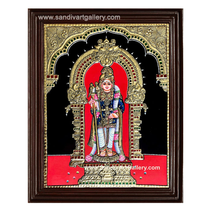 Murugan in Raja Alangaram Tanjore Painting