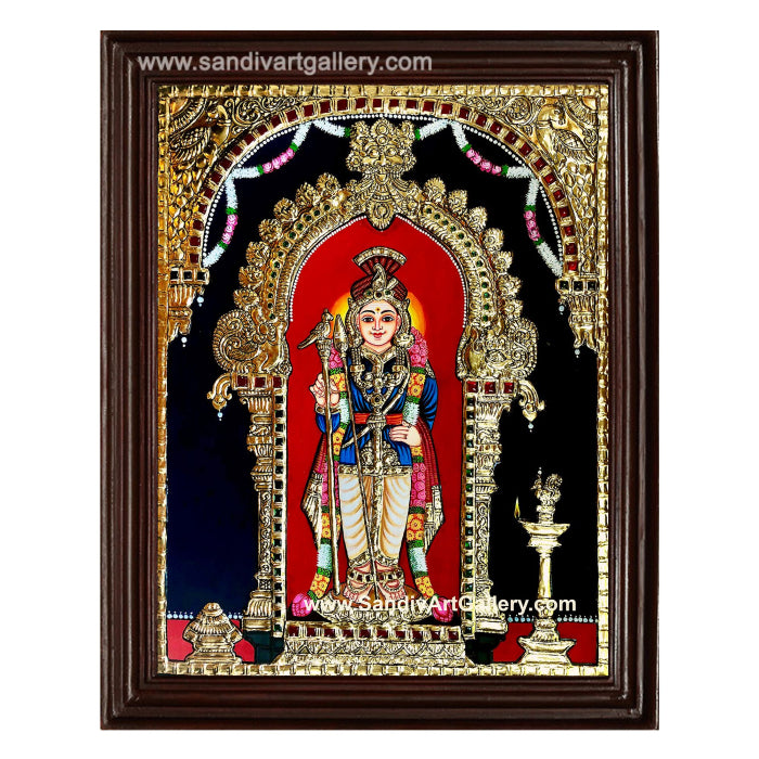 Palani Raja Alankara Murugan Tanjore Painting 2