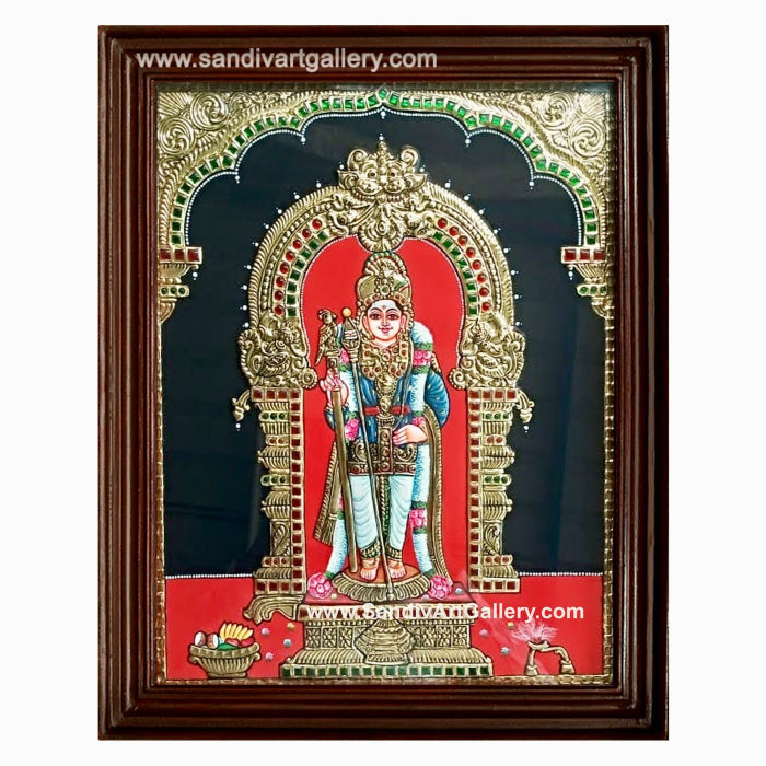 Pazhani Murugan in Raja Alangaram Tanjore Painting