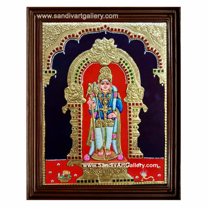 Palani Raja Alankara Murugan Tanjore Painting 3