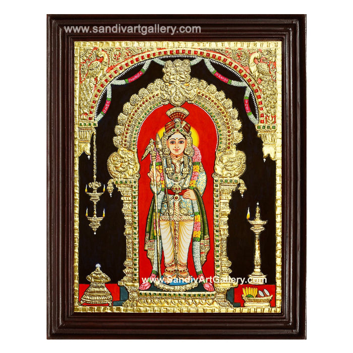 Palani Raja Alankara Murugan Tanjore Painting 4