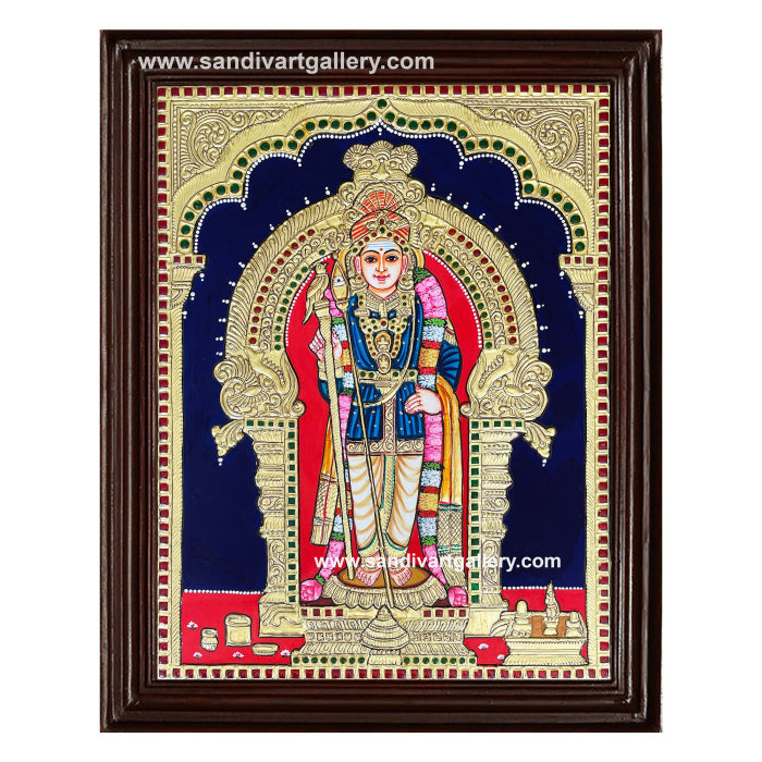 Murugan in Raja Alangaram Tanjore Painting 1