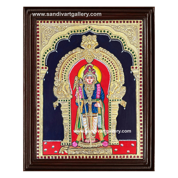 Pazhani Murugan in Raja Alangaram Tanjore Painting 1