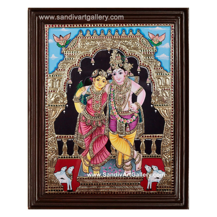 Radha Krishna with cow Tanjore Paintings1