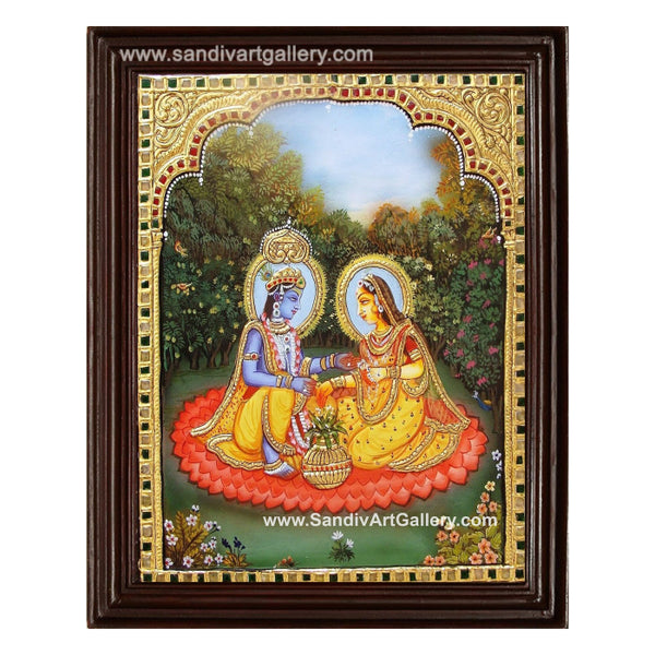 Garden Radha Krishna Tanjore Painting3