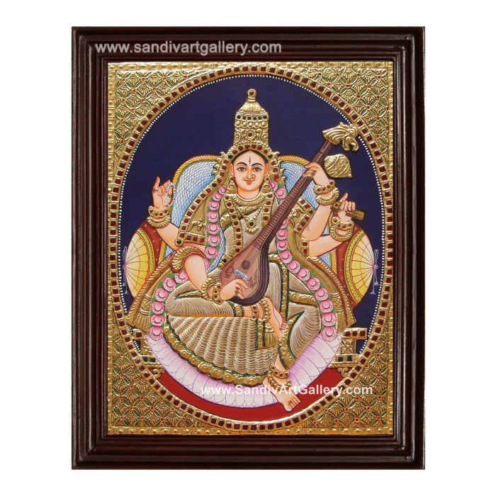 Oval Saraswathi Tanjore Painting