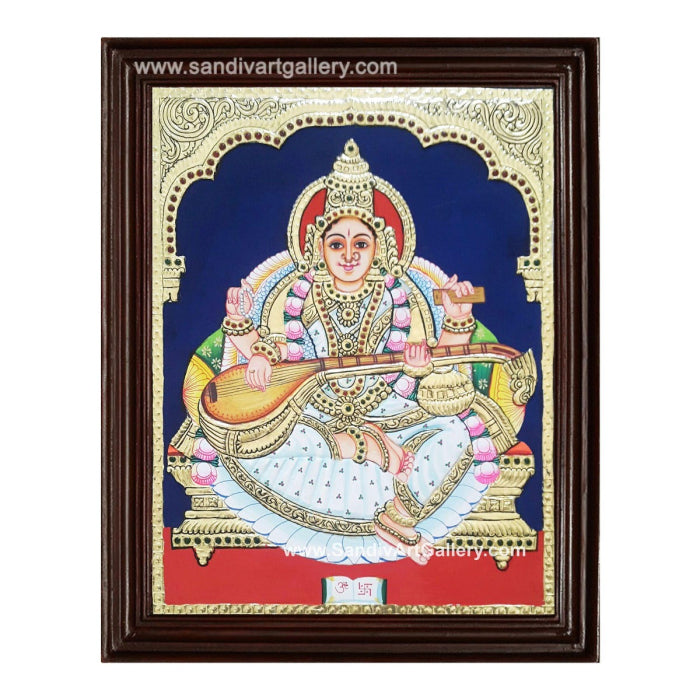Saraswathi Mata Tanjore Painting