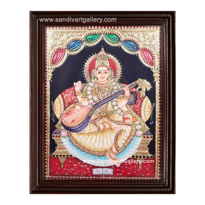 Saraswathi Mata Tanjore Painting