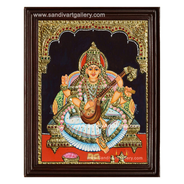 Saraswathi Mata Tanjore Painting