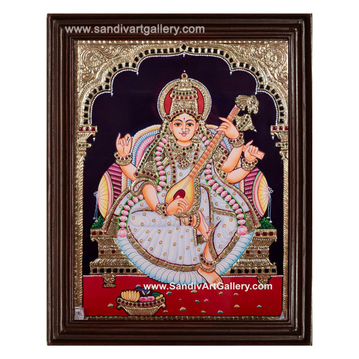 Saraswathi Mata Tanjore Painting 3