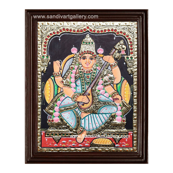 Saraswathi Mata Tanjore Painting 4