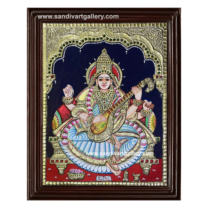 Goddess Saraswathi Tanjore Painting 5