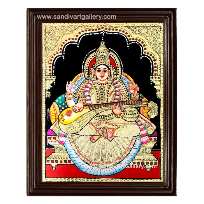 Goddess Saraswathi Tanjore Painting