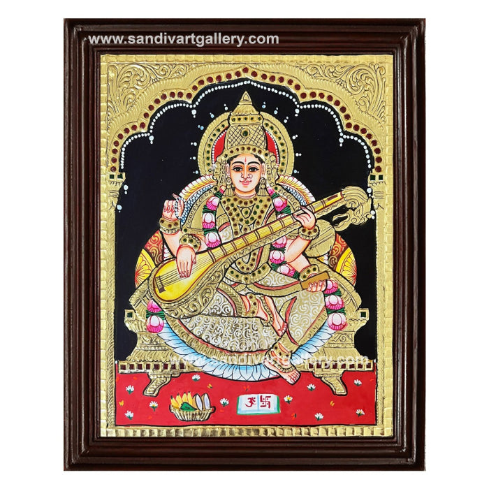 Goddess Saraswathi Tanjore Painting