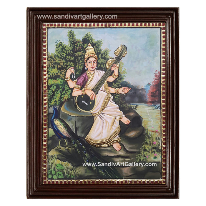 Ravi Varma Saraswathi Tanjore Painting