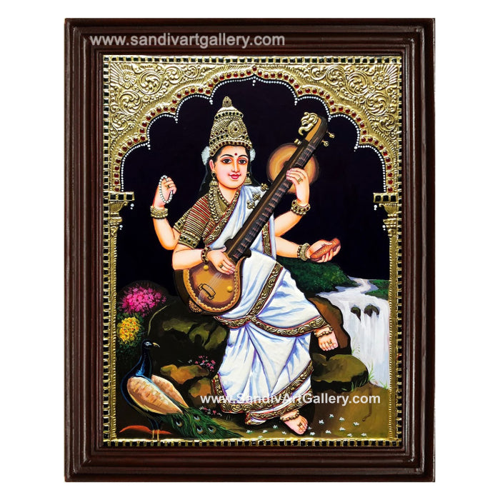 Saraswati Raja Ravi Varma Tanjore Painting