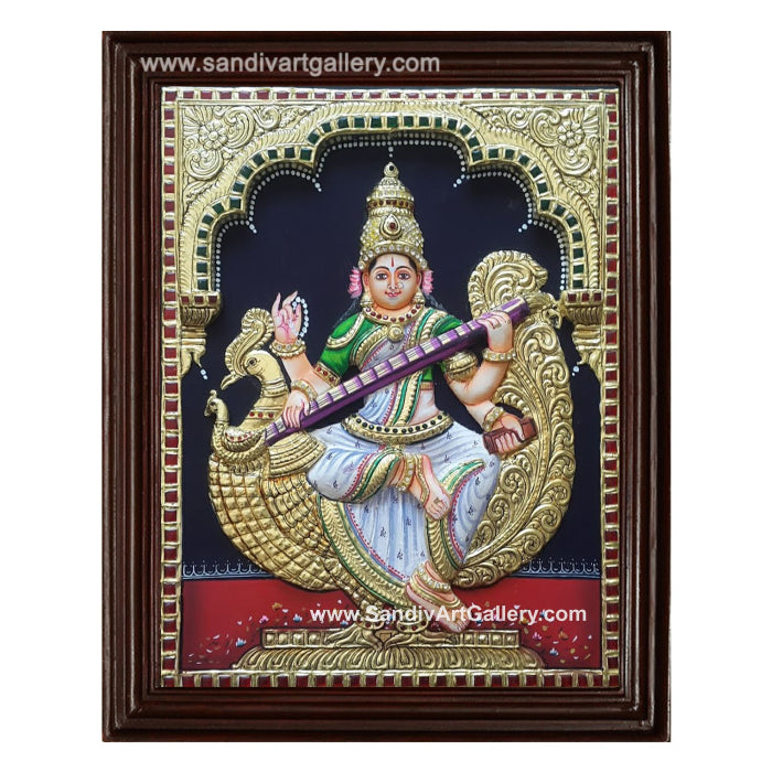 Saraswathy 3D Embossed Tanjore Painting
