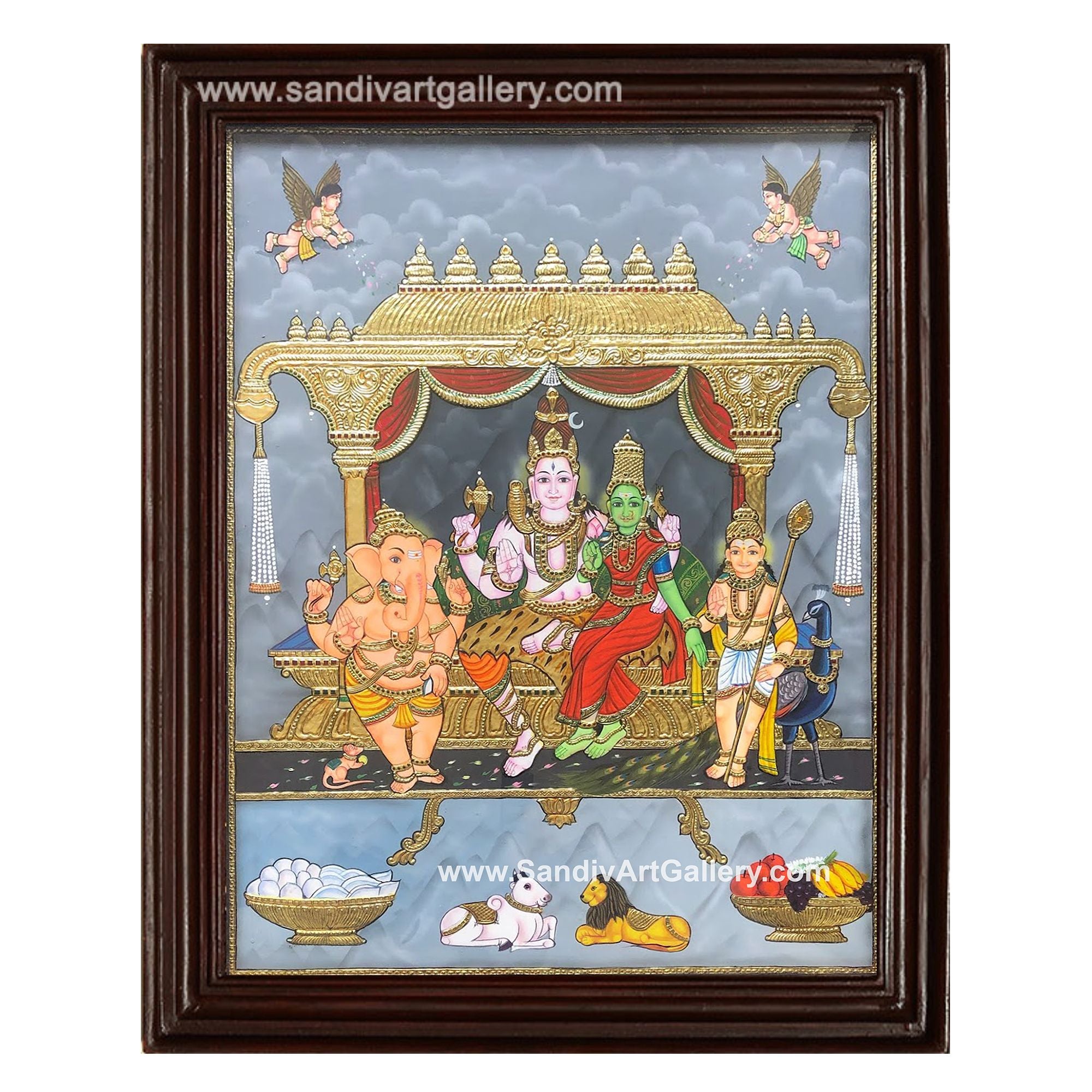 Shiva Family Tanjore Painting 4