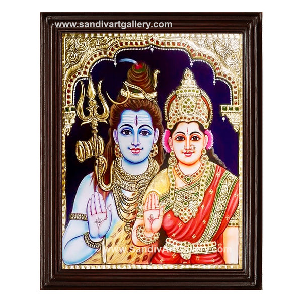 Shiva Parvathi Devi Tanjore Painting