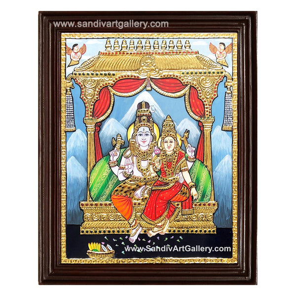 Shivan and Parvati Devi Tanjore Painting