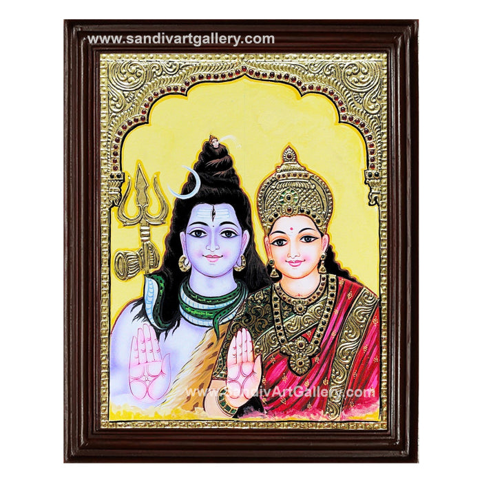 Shiva Parvathi Tanjore Painting 2