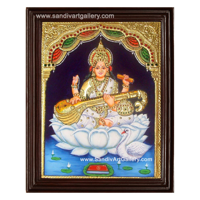 Saraswati Maa Tanjore Painting 2