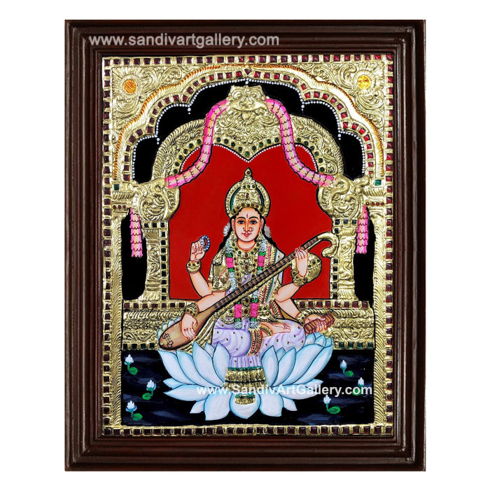 Saraswathi Mata Tanjore Painting 5