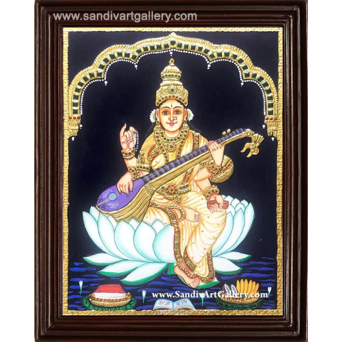 Saraswati Devi Tanjore Painting 1