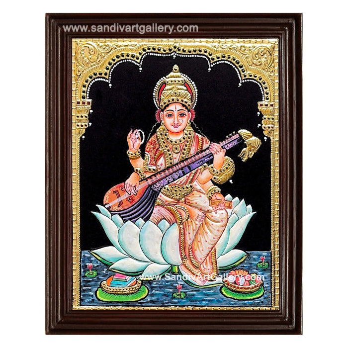 Saraswathi Mata Tanjore Painting 6