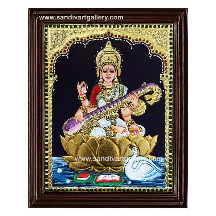Saraswati Devi Tanjore Painting 3