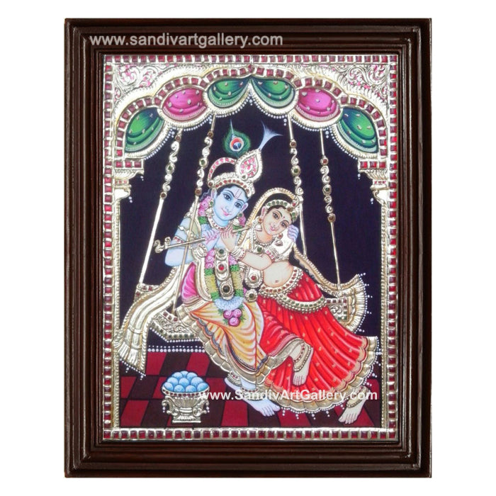 Swinging Radhe Krishna Tanjore Painting