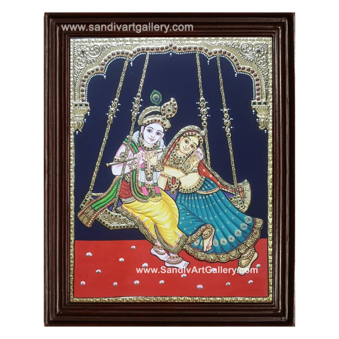 Unjal Radha Krishna Tanjore Painting
