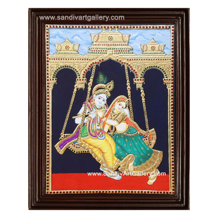 Jhoola Radha Krishna Tanjore Painting