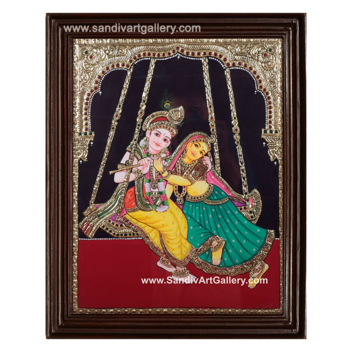 Jhula Radha Krishna Tanjore Painting
