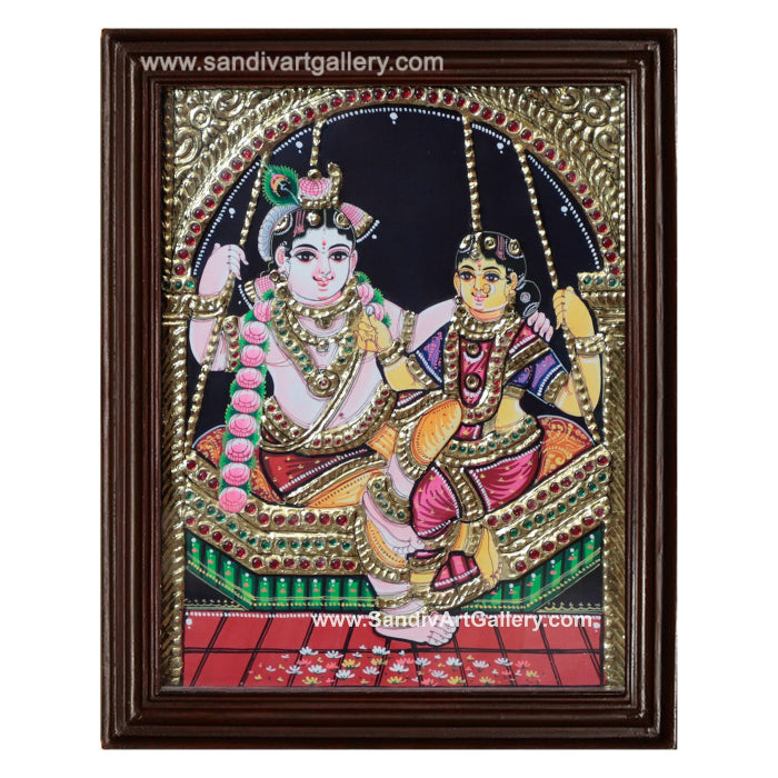 Jhula Radha Krishna Tanjore Painting1