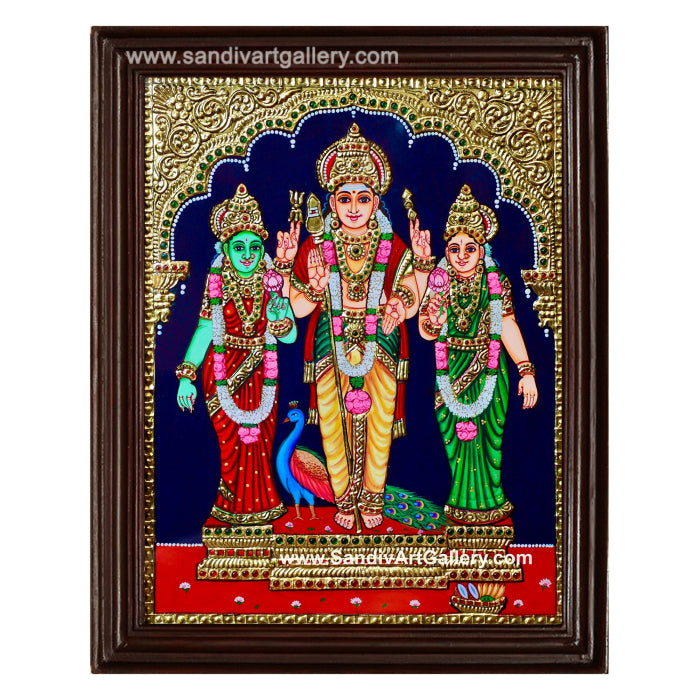 Murugan Valli Deivanai Tanjore Painting